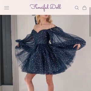 Elegant Navy Starry Dress Fanciful Doll